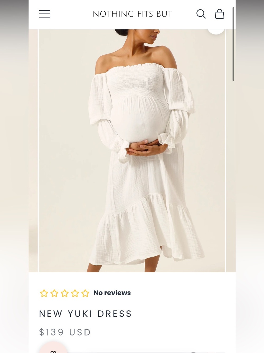 Nothings Fits But Yuki Off-Shoulder Maternity Maxi Dress - White